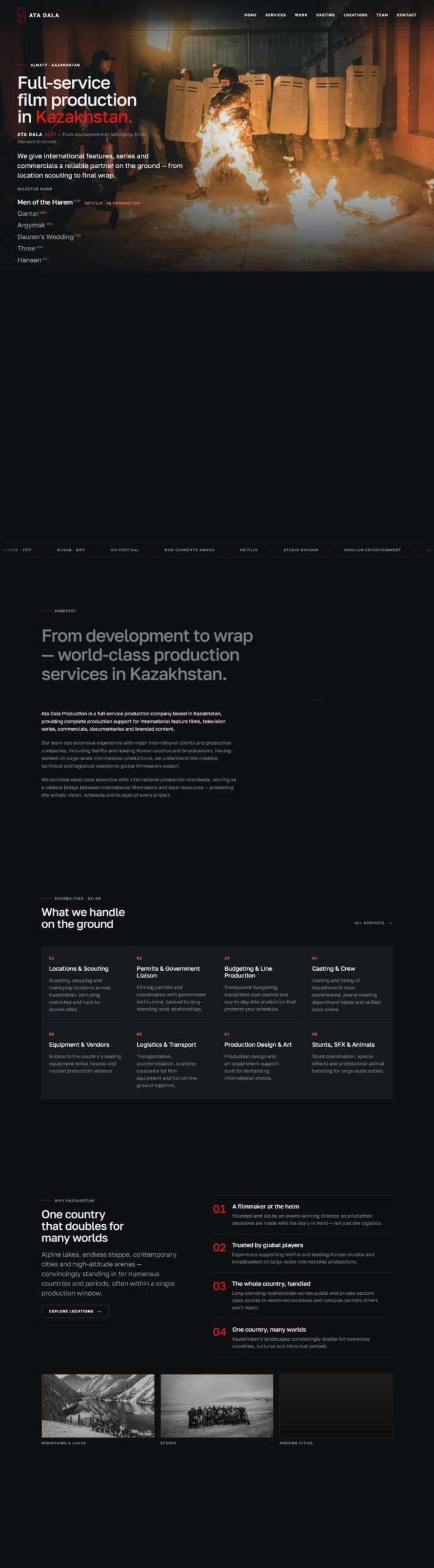 Сайт Ata Dala Production на компьютере