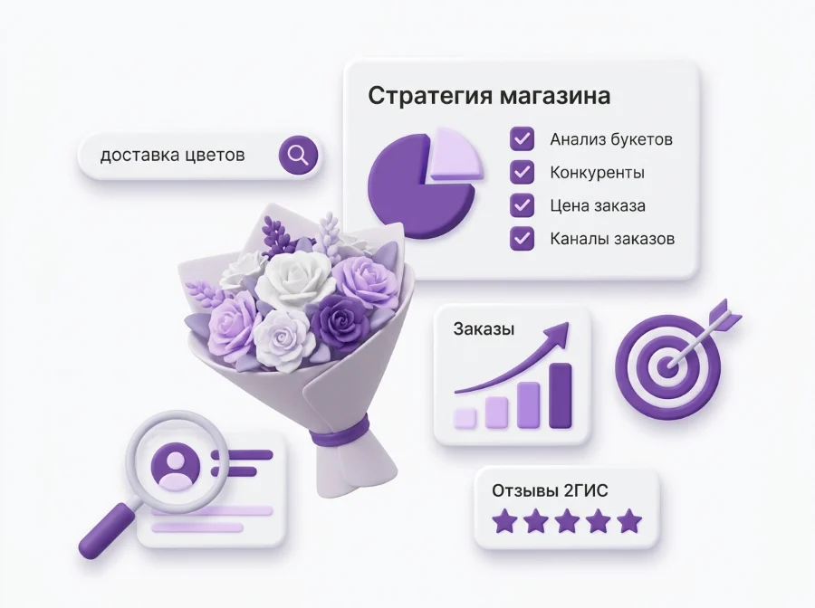 Стратегия продвижения цветочного магазина: анализ конкурентов и отзывы 2ГИС