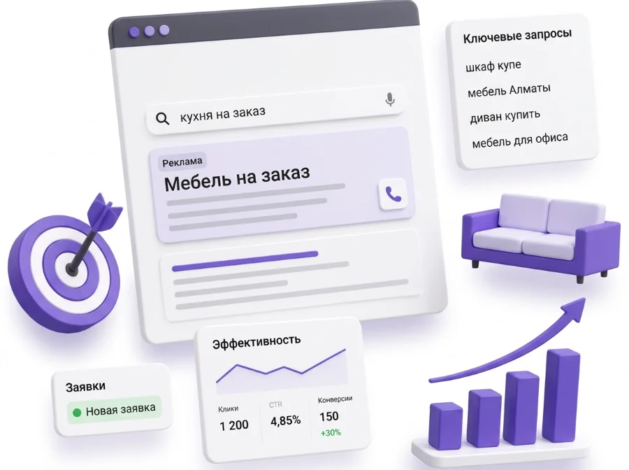 Реклама мебельной компании в поиске: ключевые запросы и заявки